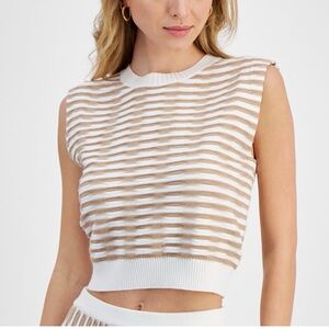 Lucy Paris Women's Hampton Striped Knit Top Sleeveless Medium